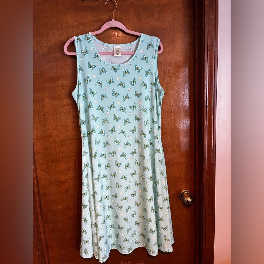 Y2K Blair Pale Blue Dress with Yellow Butterfly And White Flower Accents